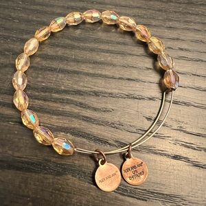Alex and Ani Serenity Mellow Amber Rafaelian Gold-Tone Bangle Bracelet